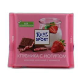 Риттер Спорт молочный, клубника с йогуртом 100 г