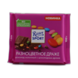 Риттер Спорт, молочный, разноцветное драже 100 г