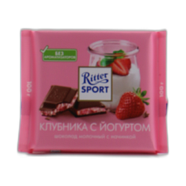 Риттер Спорт молочный, клубника с йогуртом 100 г