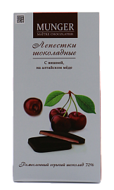 Лепестки из горького шоколада 72% с вишней 50 г